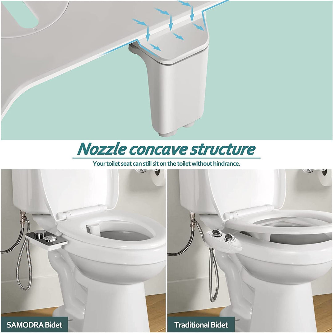 SAMODRA Bidet para WC - Bidet para Inodoro Bidet No Eléctrico, Ducha WC Adaptador Doble Boquilla. Inodoro con Chorro de Agua - Duchas Higienicas para WC Vater Bidet wc