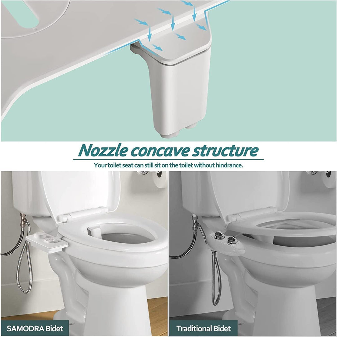 SAMODRA Bidet para WC - Bidet para Inodoro Bidet No Eléctrico, Ducha WC Adaptador Doble Boquilla. Inodoro con Chorro de Agua - Duchas Higienicas para WC Vater Bidet wc