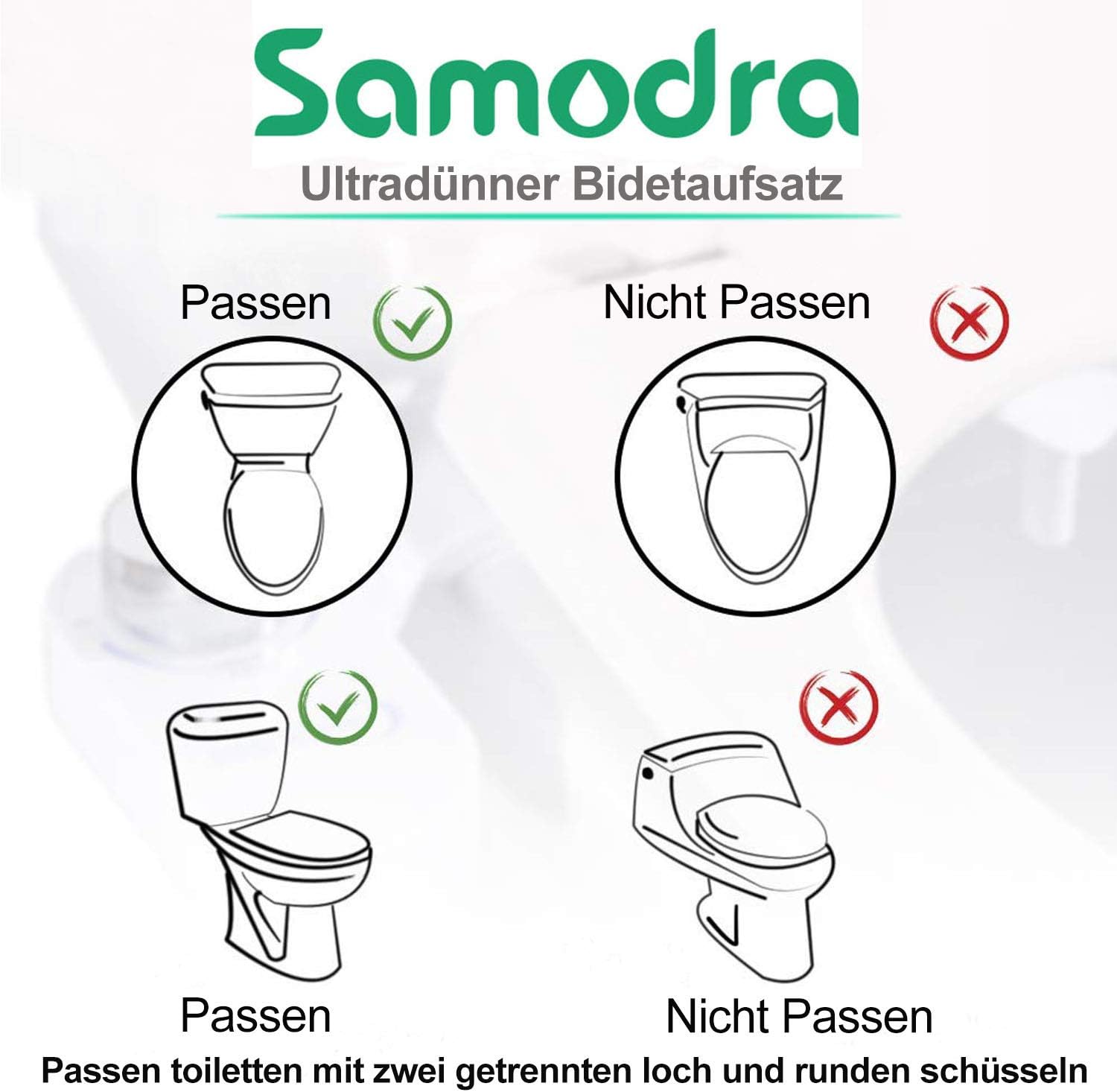 SAMODRA Bidet para Inodoro No Eléctrico, Ducha Higienica WC